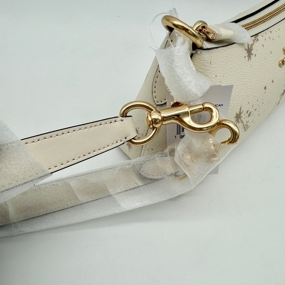 Coach Charlotte Shoulder Bag With Star Print Chalk Gold - Picture 9 of 13